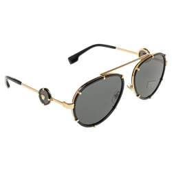 Versace Black Vintage Icon Pilot Clip On Aviator Sunglasses 