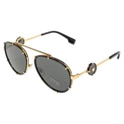 Versace Black Vintage Icon Pilot Clip On Aviator Sunglasses 