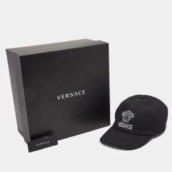 Pre Owned Versace Black Medusa Embroidered Cotton Canvas Baseball Cap 