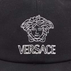 Pre Owned Versace Black Medusa Embroidered Cotton Canvas Baseball Cap 