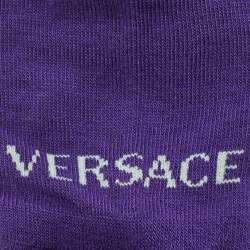 Pre Owned Versace Purple Medusa Knit Calf Length Socks L