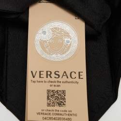 Pre Owned Versace Black & Pink Safety Pin Printed Silk Skinny Tie
