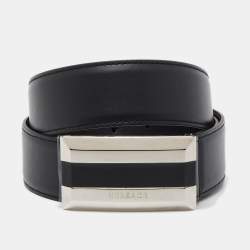 Pre Owned Versace Black Leather Buckle Belt 95CM