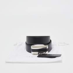 Pre Owned Versace Black Leather Buckle Belt 95CM