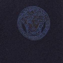 Versace Navy Blue Medusa Patterned Silk Tie