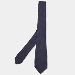 Versace Navy Blue Medusa Patterned Silk Tie