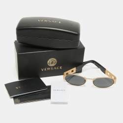 Versace Matt Gold/Black MOD 2264 Medussa Oval Sunglasses
