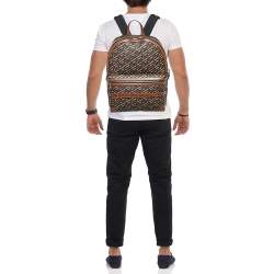 Pre Owned Versace Brown/Multicolor La Greca Signature Coated Canvas Backpack