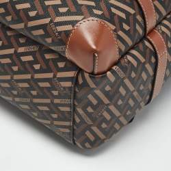 Pre Owned Versace Brown/Multicolor La Greca Signature Coated Canvas Backpack