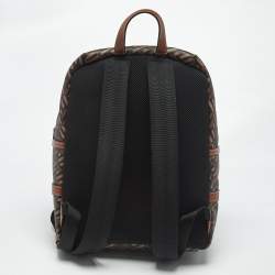Pre Owned Versace Brown/Multicolor La Greca Signature Coated Canvas Backpack