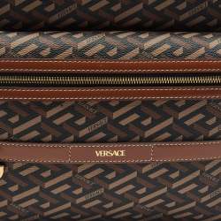 Pre Owned Versace Brown/Multicolor La Greca Signature Coated Canvas Backpack