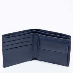 Versace Blue Greca Embossed Leather Bifold Wallet
