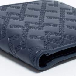 Versace Blue Greca Embossed Leather Bifold Wallet