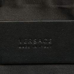 Versace Black Monogram Embossed Leather Medusa Zip Pouch