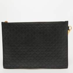 Versace Black Monogram Embossed Leather Medusa Zip Pouch