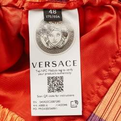 Versace Multicolor Medusa Print Satin Plisse College Fit Shorts M