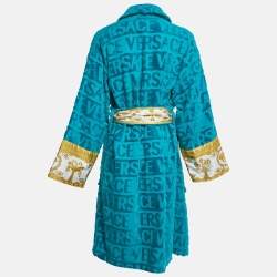 Versace Home Blue Monogram Medusa Amplified Terry Bathrobe S