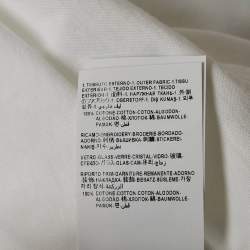 Pre Owned تي شيرت فيرساتشي جيرسية بحجر الراين الأبيض بشعار ميشيل مقاس كبير - لارج