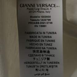 Pre Owned تي شيرت فيرساتشي جيرسية بحجر الراين الأبيض بشعار ميشيل مقاس كبير - لارج