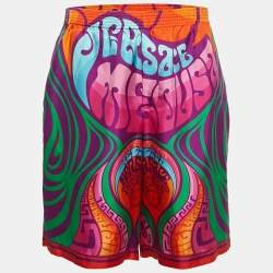 Versace Multicolor Printed Silk Medusa Music Shorts XL
