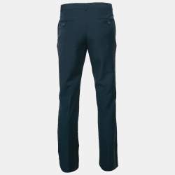 Versace Navy Blue Wool Straight Leg Formal Trousers L