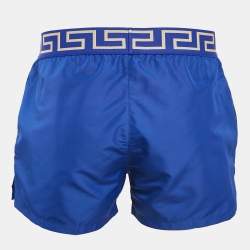 Versace Blue Greca Border Synthetic Swim Shorts M