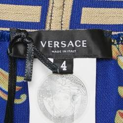 Versace Blue Greca Border Synthetic Swim Shorts M