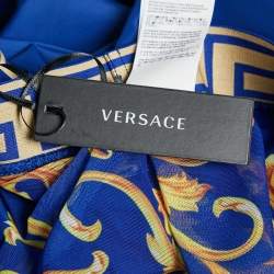 Versace Blue Greca Border Synthetic Swim Shorts M
