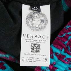 Versace Purple/Turquoise Baroque Jacquard Velvet Shorts XL 