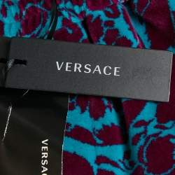 Versace Purple/Turquoise Baroque Jacquard Velvet Shorts XL 