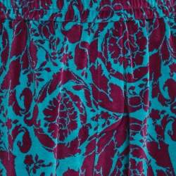 Versace Purple/Turquoise Baroque Jacquard Velvet Shorts XL 