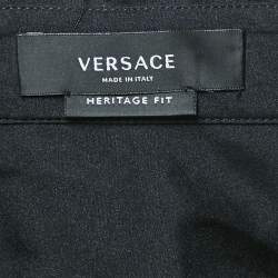 Versace Black Silk Blend and Printed Mesh Button Front Shirt 4XL