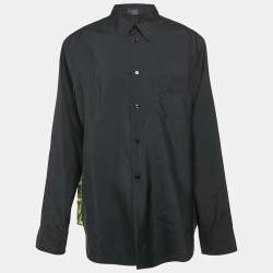 Versace Black Silk Blend and Printed Mesh Button Front Shirt 4XL