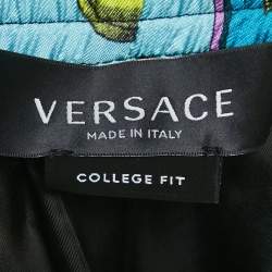 Versace Blue/Multicolor Mask Foulard Print Silk Shorts XL