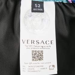 Versace Blue/Multicolor Mask Foulard Print Silk Shorts XL