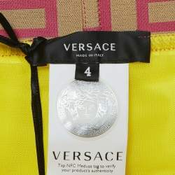 Versace Yellow/Pink Greca Border Synthetic Swim Shorts M