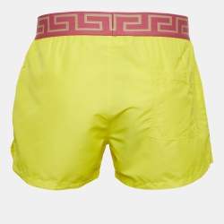 Versace Yellow/Pink Greca Border Synthetic Swim Shorts M