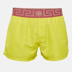 Versace Yellow/Pink Greca Border Synthetic Swim Shorts M