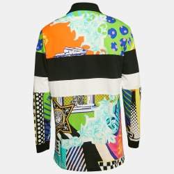 Versace Multicolor Miami Print Cotton Patch Detail Mitchel Polo T-Shirt M