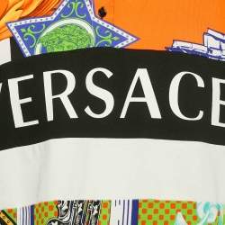 Versace Multicolor Miami Print Cotton Patch Detail Mitchel Polo T-Shirt M