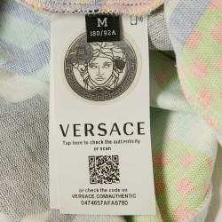 Versace Multicolor Miami Print Cotton Patch Detail Mitchel Polo T-Shirt M