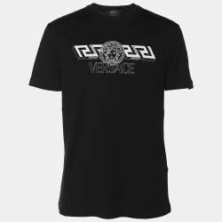 Versace Black Jersey Logo Print T-Shirt M
