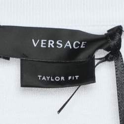 Pre Owned Versace White Jersey Logo Print T-Shirt L