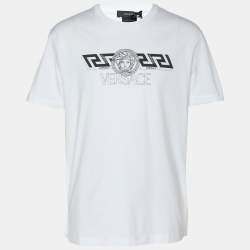 Versace White Jersey Logo Print T-Shirt L