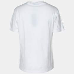 Pre Owned Versace White Jersey Logo Print T-Shirt L