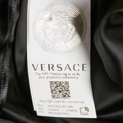 Pre Owned Versace Green Silk Le Maschere College Fit Shorts XL