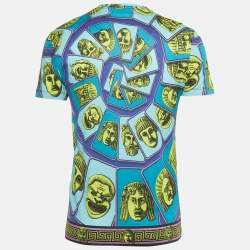 Pre Owned Versace Blue Le Maschere Print Jersey Taylor Fit T-Shirt S