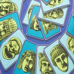 Pre Owned Versace Blue Le Maschere Print Jersey Taylor Fit T-Shirt S