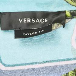 Pre Owned Versace Blue Le Maschere Print Jersey Taylor Fit T-Shirt S