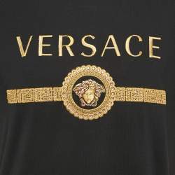 مملوكة مسبقًا Versace Black Medusa Embroidery Cotton Taylor Fit T-Shirt L